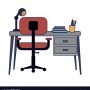 Study office room with computer desk and chair vector illustration graphic design